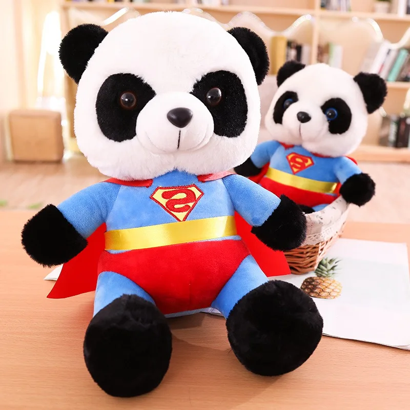 Новинка 1 шт. пушистый комфорт Супермен панда плюшевая игрушка мягкое чучело животное талисман кукла друзья подарок Мальчики Дети День рождения Детские игрушки