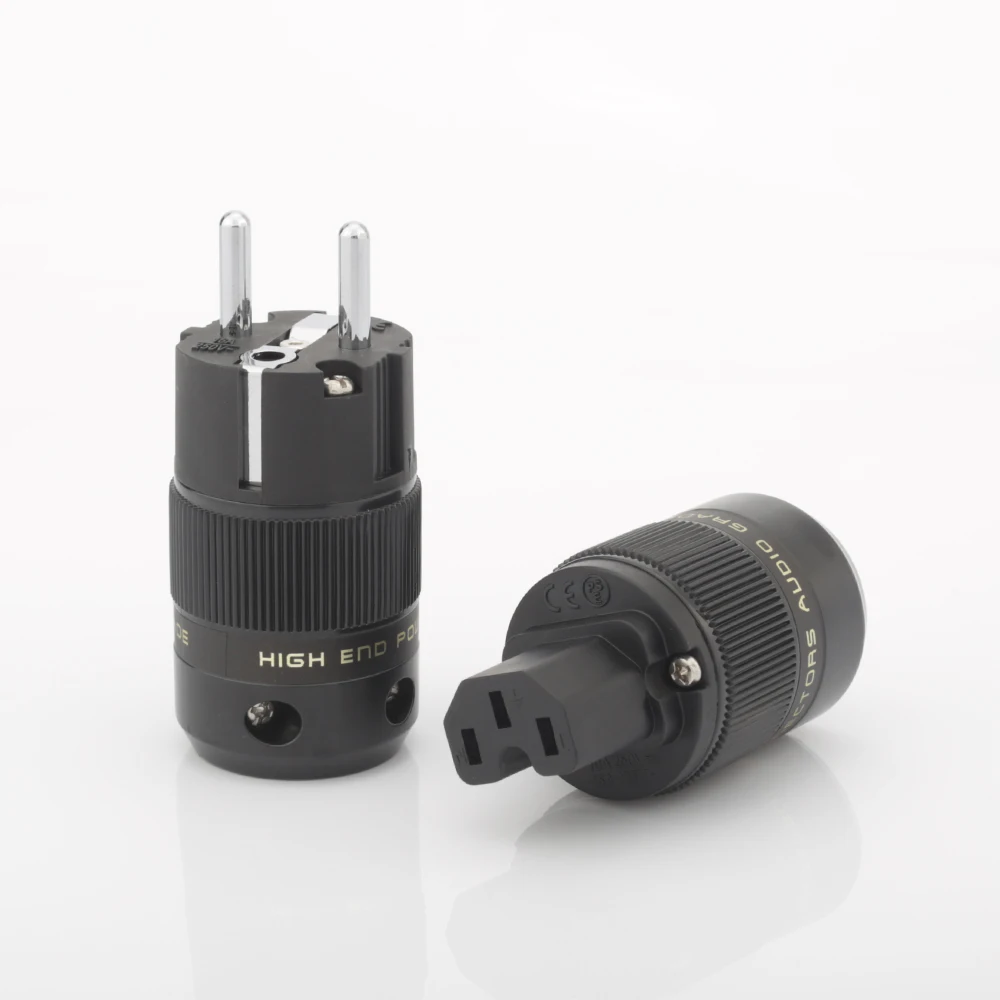 One Pair PE+PC Rhodium Plated EUR Schuko EU Power Plug & IEC Connector plug afbeelding