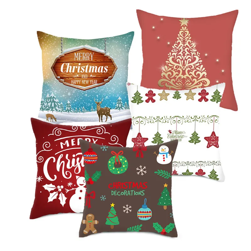 

Fuwatacchi Merry Christmas Pillow Covers Xmas Bell Tree Gift Cushion Cover for Home Sofa Decorative Throw Pillowcases 45*45cm