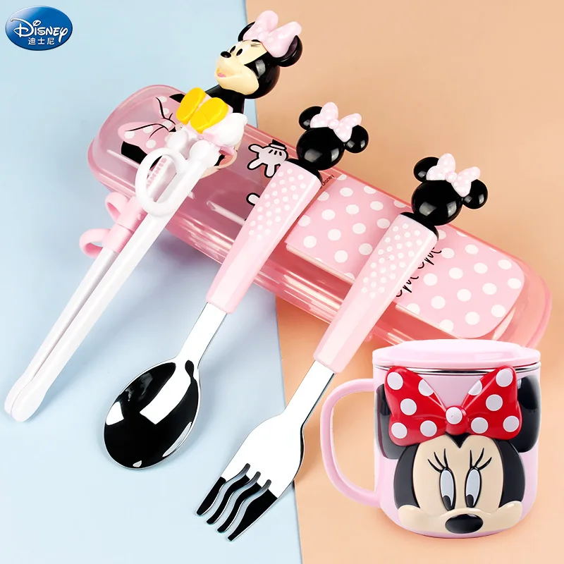 Details about   Disney Minnie Mouse Spoon Chopsticks Case Set Kids Cutlery Utensils 