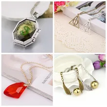 Harried Poter Accessories Metal Necklace Bracelet Deathly Hallows Fly Thief Quidditchs Key Ring Pendant Vintage Angel kids Gift