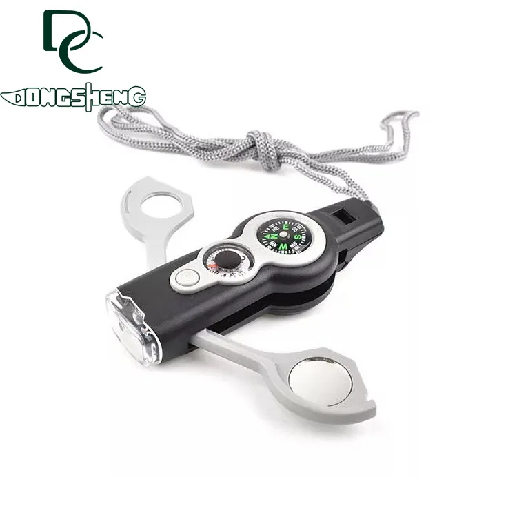 

Outdoor Camping Qihe Multi-functional Survival Mouth Whistle Compass Thermometer SOS Emergency Rescue with High Frequency Whistl