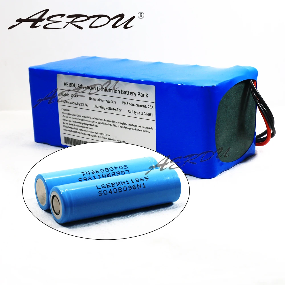 AERDU 36V 10S4P 12.8Ah для LGEBMH11865 13ah 12ah с 25A BMS 42V литиевый аккумулятор ebike Электрический автомобильный велосипед мотор скутер