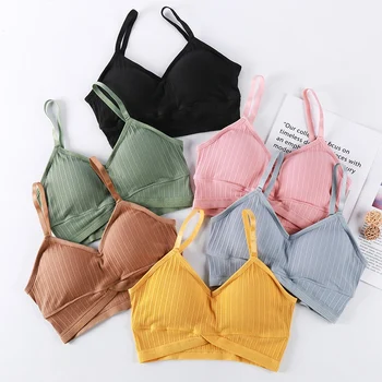 

Sexy Bras Women Tank Tops Female Active Bras Cotton Padded Tube Tops Summer Knitted Bras