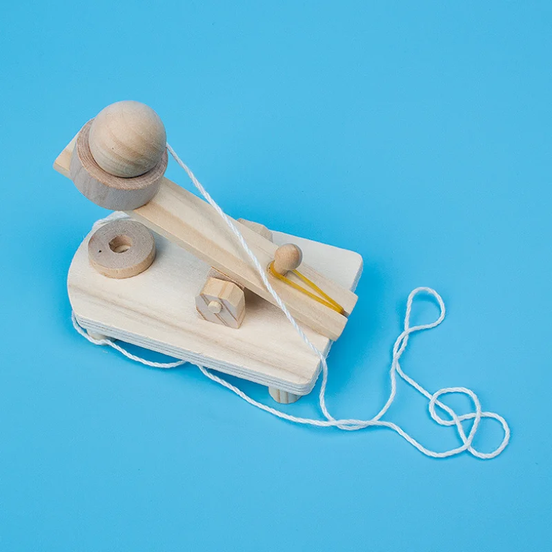 DIY Assembly Toy Classic Wooden Stones Throwing Stand Model Kids Toys Ancient Science Experiment Children |