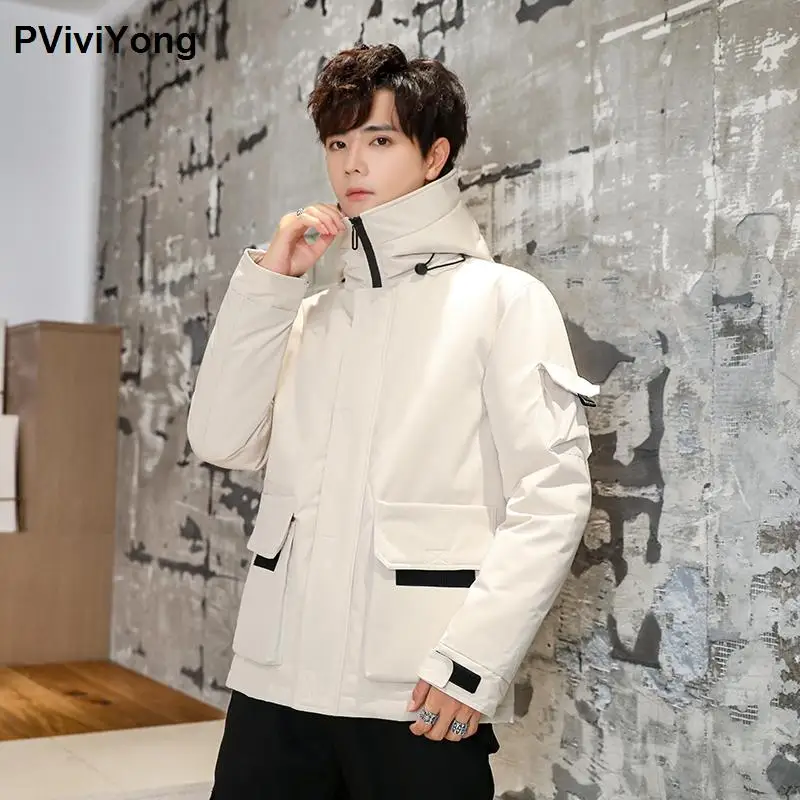 PViviYong 2019 зимние высококачественные белые куртки с капюшоном на утином пуху