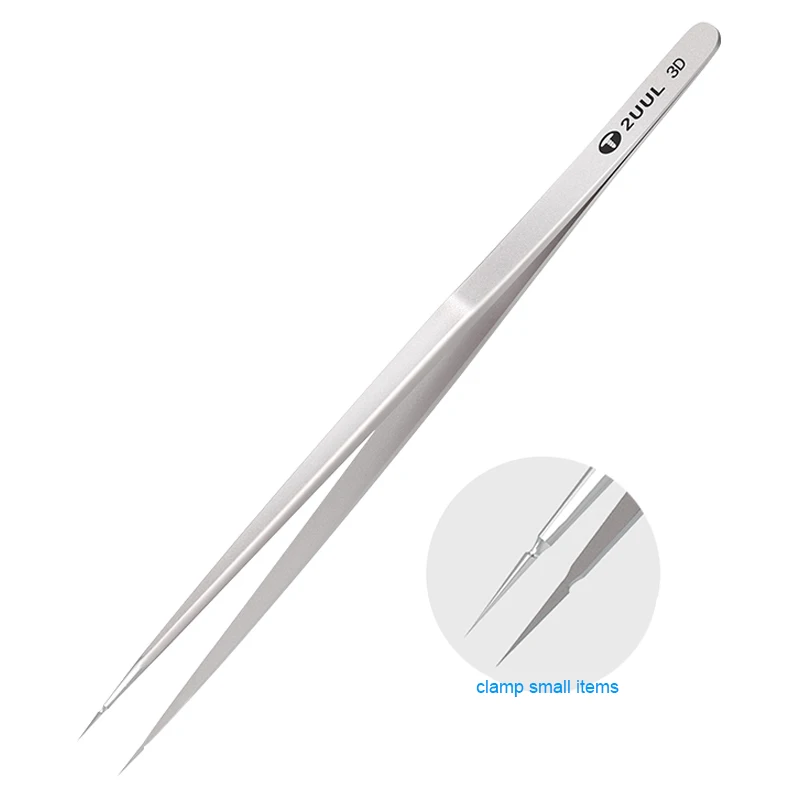 2UUL Hand Polish 3D Tweezers High Precision Sharp Flying Line Super Hard Tweezer for Planting Tin IC Chip Micro Repair Forceps