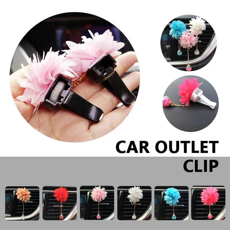 Air Outlet Perfume Clip Auto Perfume Clip Universal Car Perfume Clip Ornament Aromatherapy Freshener Diffuser Camellia Portable