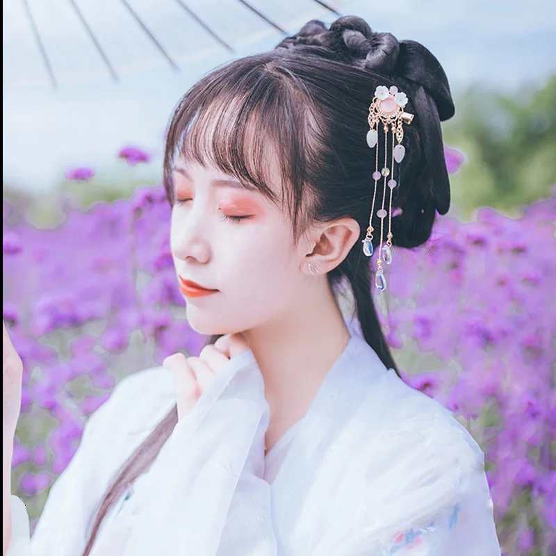 QIANJI Hanfu головной убор боковая заколка с кисточками Классические Красивые Древние аксессуары для волос ювелирные изделия Древние аксессуары