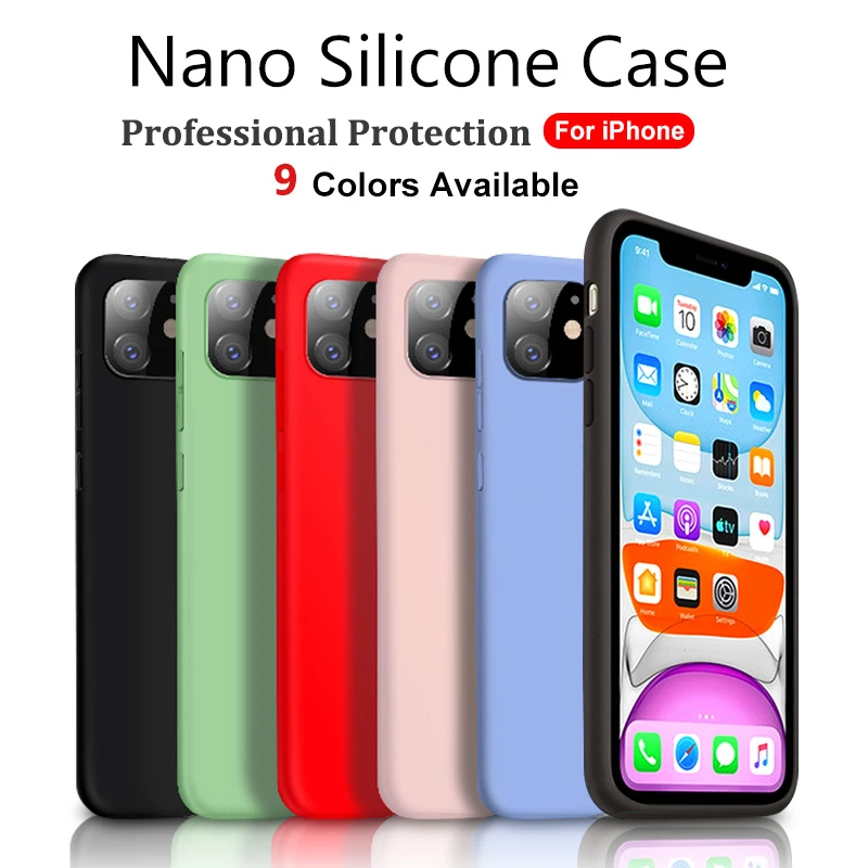 Luxury-Original-Silicone-Plain-Solid-Color-Soft-TPU-Full-Cover-Case-For-iPhone-11-Pro-X-Max