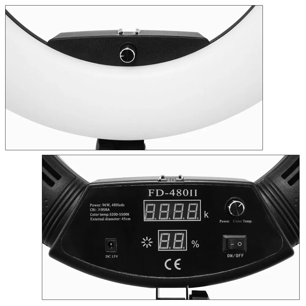 Yidoblo FD 480II black Bi color Photo Studio Ring светильник LED Video Lamp Day ing 96W 5500K 480LED цифровые лампы s|ring