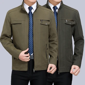 

Green Middle-aged Men Coat Long Sleeve Fashion Casual Jackets and Coats Large Size 5xl Loose man top Cotton jacket
