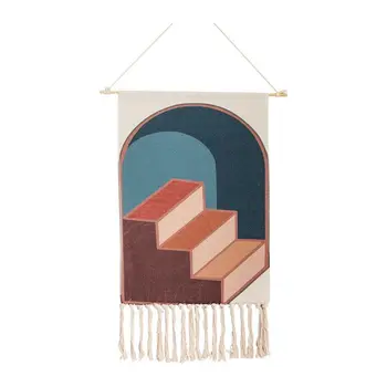 

Modern Print Tapestry Nordic Geometric Colorful College Dorm Korea Tapestry Tassel Art Adornos Para Cuarto Decoration DE50GT