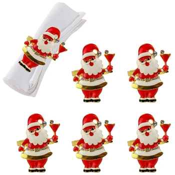 

6PCS Christmas Napkin Ring, Santa Napkin Buckle for Wedding Birthday and Dinner (Santa)