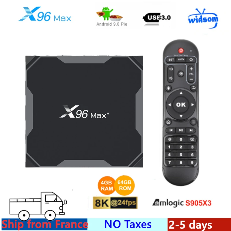 

X96 Max Plus Android 9.0 TV BOX 8K 4GB/64 GB Amlogic S905X3 H.265 4K 2.4G 5G WiFi IPTV Media Player Smart IP TV Set Top Box