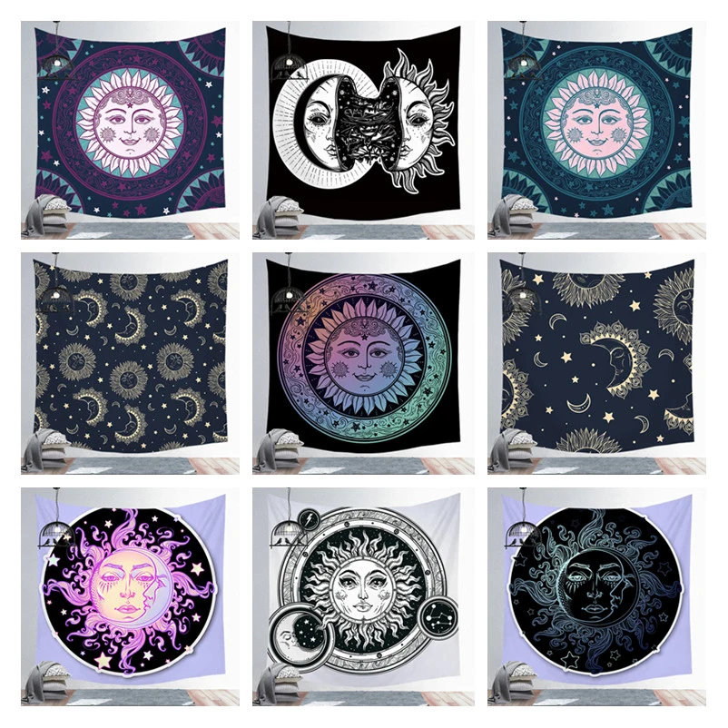 

Mandala Tarot Tapestry Wall Hanging Moon Phase Change Tapestries Bedroom Decor Bedspread Throw Cover Sun Moon Wall Decor