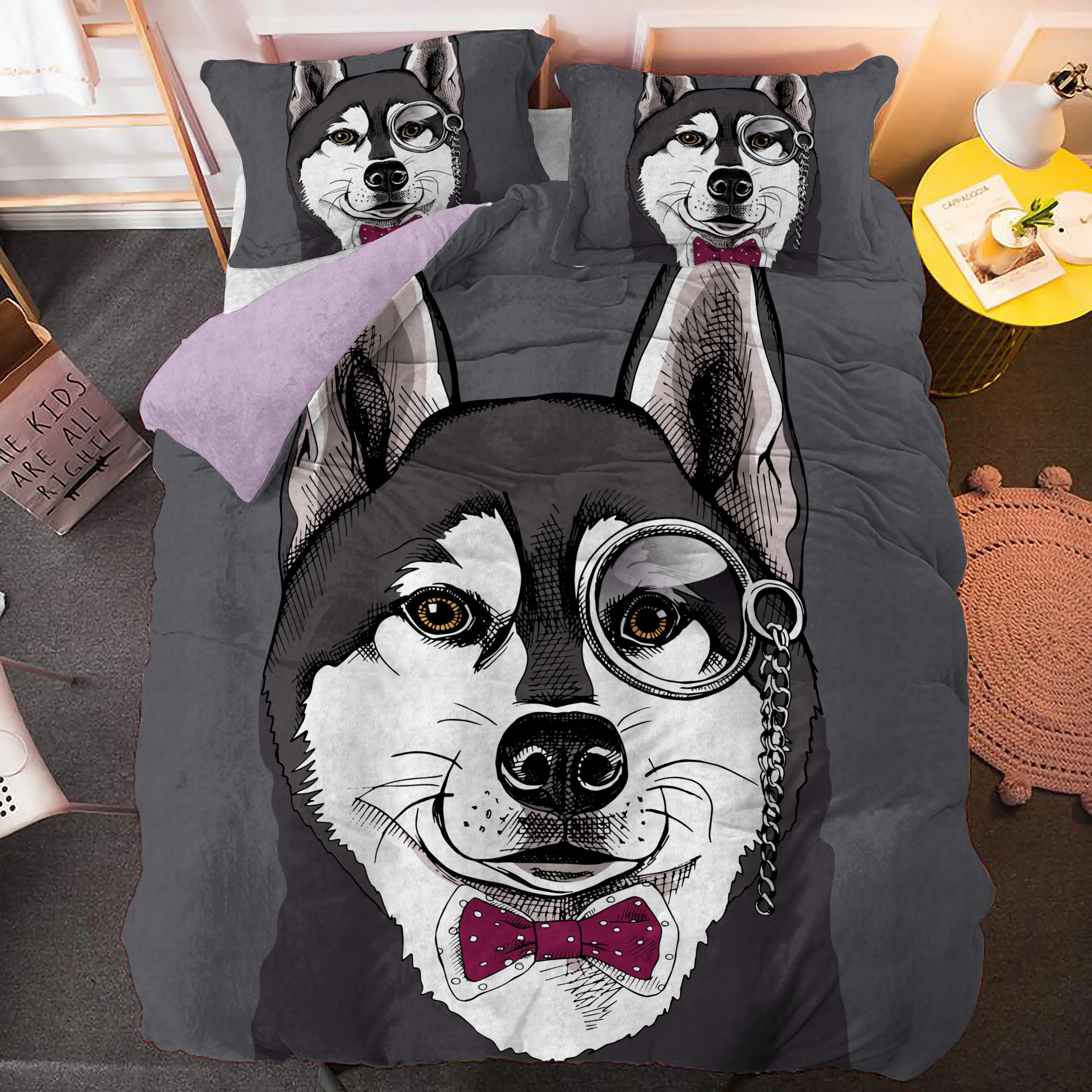 Cartoon Pug Dog Duvet Cover Set Dogs Beding Sets Bedspread 2/3pcs Queen King Size Drop Shipping Home Textile