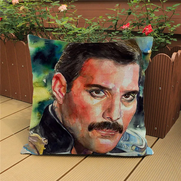 Queen Band Music Art Freddie Mercury Watercolor Vintage Portrait Cushion Cover Poster Design Decorative Sofa Throw Pillow Cover - Цвет: M143-2