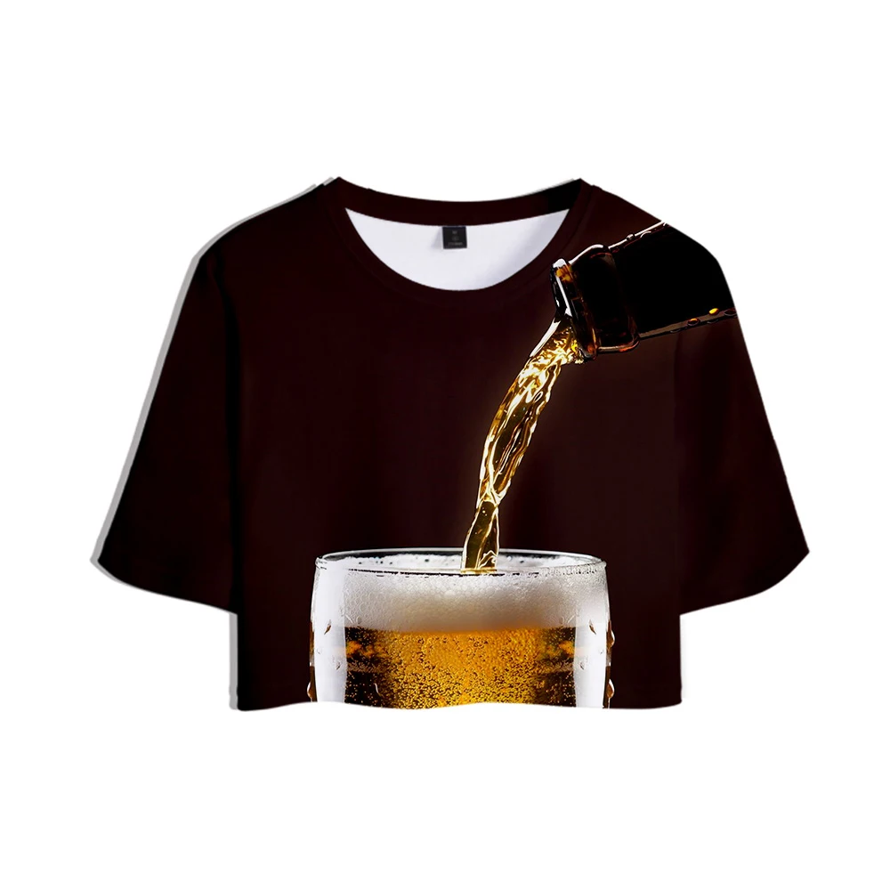 Beer day 3D новая одежда модная пикантная мягкая крутая и дышащая Футболка Kpop Топ Горячая Распродажа сексуальный пупок футболка плюс размер