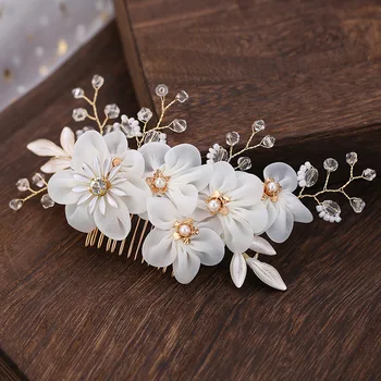 

2019 Real New Zinc Alloy Bride Coroa De Noiva Coroa Of Spun Silk Yarn Flower Wedding Hair Accessories Bridal Combs Barrette