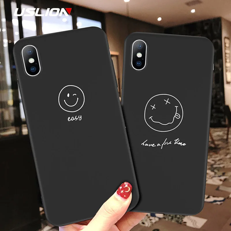 

USLION Funny Cartoon Printing Phone Case For iPhone XS Max XR Silicone Case For iPhone X 7 8 6 6S Plus Soft TPU Back Cover Capa