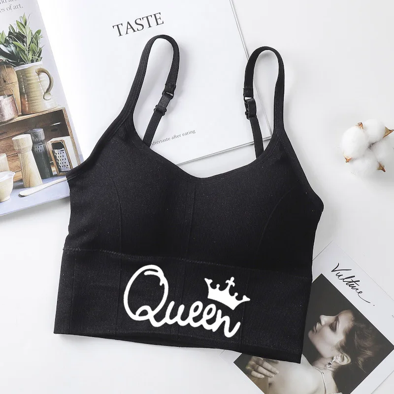 Сексуальный хлопковый бюстгальтер QUEENLetter printingLady ультратонкое удобное нижнее