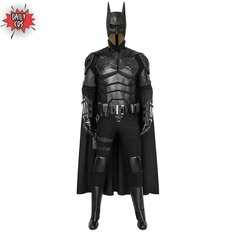 

Superhero Batman Halloween Cosplay Costumes Bruce Wayne Robert Pattinson Bodysuit Whole Set Jumpsuit Cloak Adult Men Outfit