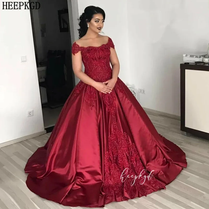 Бургундия Vestido de festa бордовое арабское длинное вечернее платье изящные аппликации с открытыми плечами атласные официальные платья на заказ - Цвет: Бургундия
