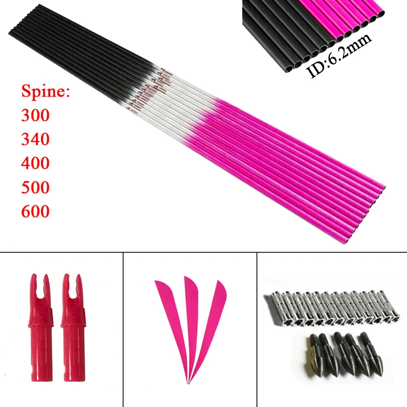 

Linkboy Archery Pure Carbon Arrows Shaft ID6.2mm Spine 300-600 DIY Accessories Bow and Arrow Hunting Shooting 12pcs