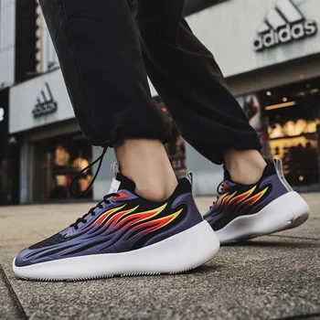 

Harogath 2020 New Shoes Men Mesh Shoes Lace-Up Non-slip Breathable Soft Thick Bottom Outdoor Sneakers Summer Trend Flame Leisure