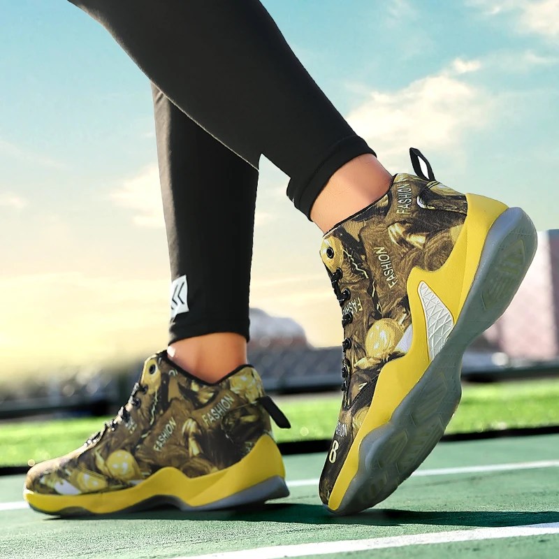 Пара баскетбольных кроссовок, зимняя обувь из хлопка, обувь для родителей и детей, спортивная обувь, большие размеры 31-47 - Цвет: yellow