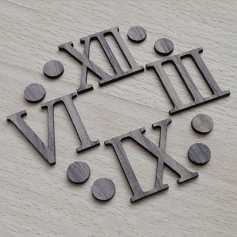 

Solid Wood Roman Wall Clock Parts European Retro Roman Numbers & Wood Point DIY Clock Home Decor Replacement Essential Tools