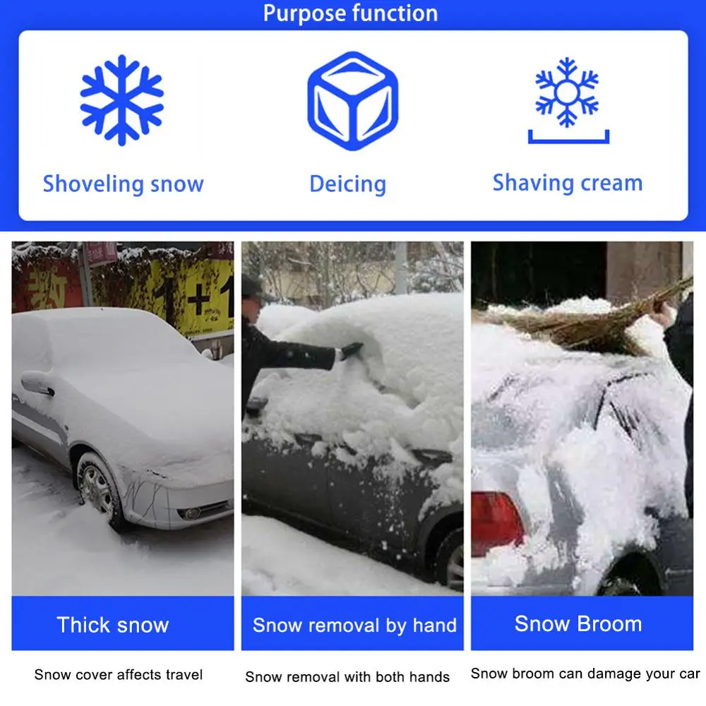 Автомобильный скребок для снега и льда, щетка для удаления снега, щетка для удаления снега AutoThree in One, инструмент для размораживания снега