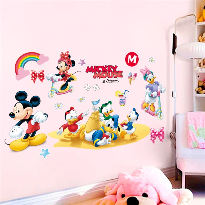 

Cartoon Mickey Minnie Duck Wall Stickers Bedroom Kids Rooms Nursery Home Decor Disney Wall Decals Pvc Mural Art Diy Posters