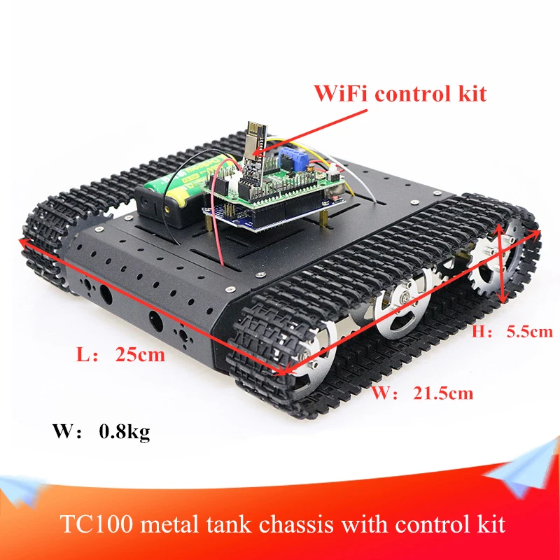 TC100 Metal Tank Chassis Aluminum Alloy Frame with WiFi/Bluetooth/Handle Control Kit Excellent Performance DIY Maker Learning