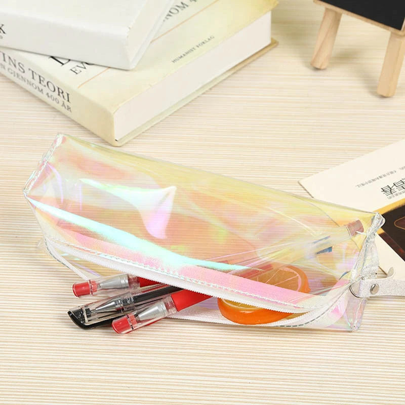 Estuche transparente para lápices Kawaii, bolsa de lápices con purpurina, estuche para bolígrafos láser para niñas y papelería suministros escolares|Estuches escolares| - AliExpress