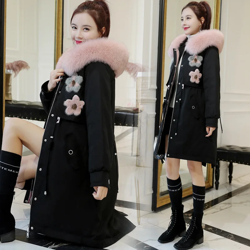 

2019 Winter New Style CHIC Cotton Coat Mid-length Fashion Thick Warm Loose-Fit Cotton-padded Jacket Hooded Cotton-padded Clothes