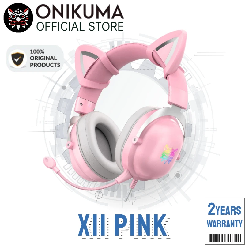 onikuma X11 Pink Cute Cat Ear Headphone 