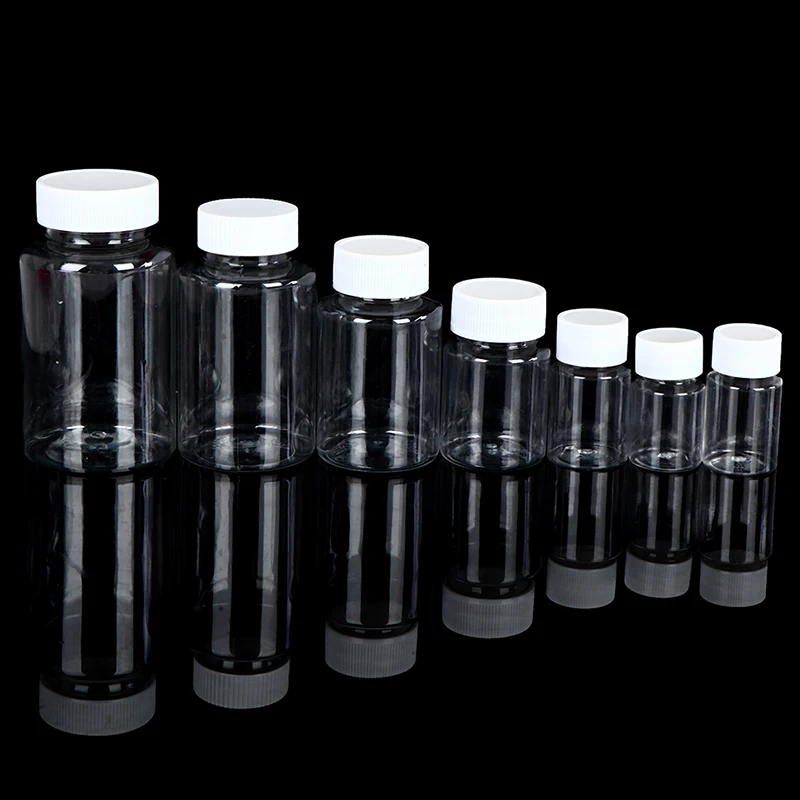 5pcs Refillable Bottles 15ml-200ml Plastic PET Clear Empty Seal Bottles Container Reagent Pack Bottle