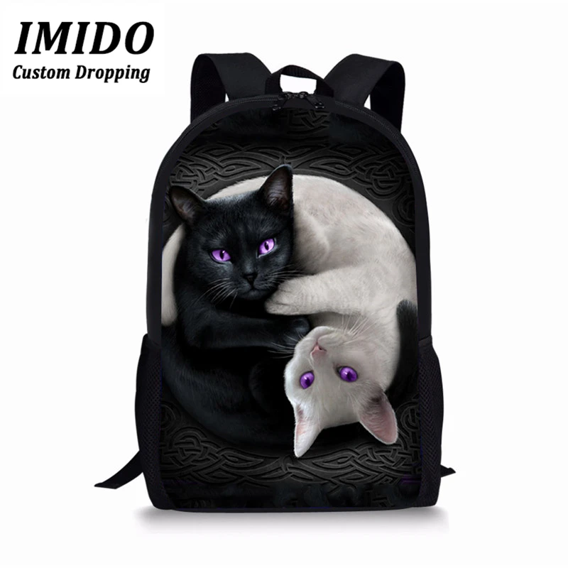 Имидо 3D Cat отражение с принтом в виде тигра школьная сумка для мальчиков с рисунком из мультфильма для девочек с забавными животными Детские рюкзак начальная школа студентам школьная сумка ранец - Цвет: WLL3283