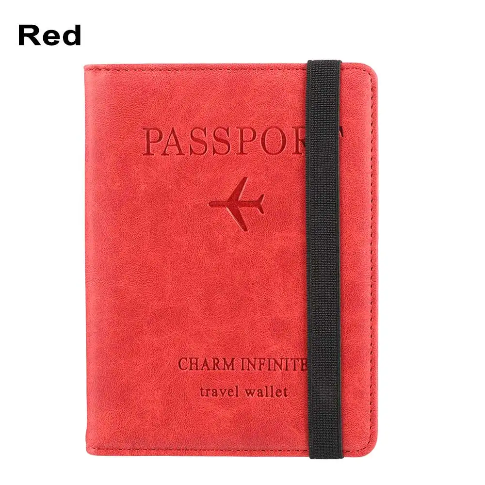 red 1 шт. многофункциональный держатель для паспорта из искусственной кожи RFID кошелек сумка для паспорта кредитный держатель для карт дорожная обложка чехол посылка для документов - Цвет: red