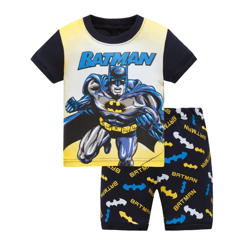 New Summer Children Boys Pajamas, 100% Cotton Short Sleeve T Shirt + Shorts, Sleepwear Clothing Sets for 2-7 Year