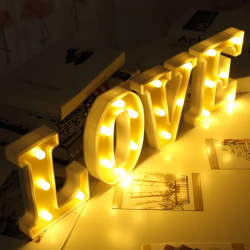 

1pc White Christmas Letter LED Night Light Marquee Sign Alphabet Lights Lamp Home Club Outdoor Indoor Wall Wedding Decoration