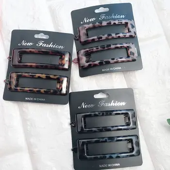 

2Pcs/set Korean Simple Leopard Hair Clip For Women Girls Acrylic Hairpin Barrettes BB Clip Hair Accessories