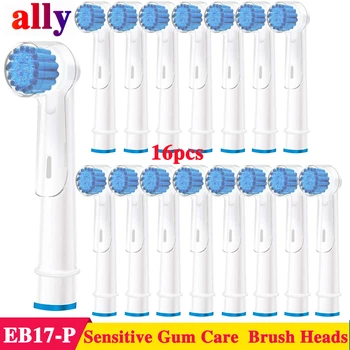 

16X EB17 Sensitive Gum Care Electric toothbrush heads Replacement For Braun Oral B Vitality iBrush 9000 5000 Electric toothbrush