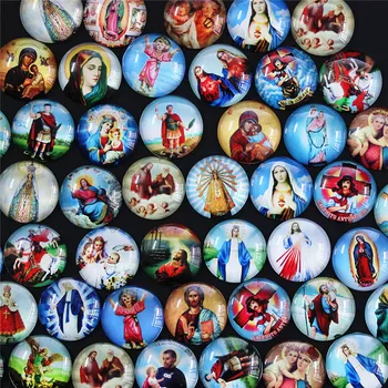 

20mm 25mm Random Mixed Christ virgin Angel Round Glass Cabochon Flatback Photo Cameo Base Tray Blank DIY Making Accessories