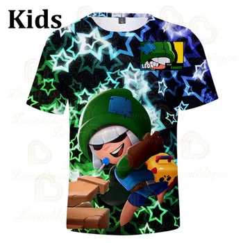 

Leon Shooter Kids T-shirt Leon Shooting Game Spike 3D Print Tshirt Tops Boys Girls Brawling Cartoon Star Shirt Tops Teen Clothes