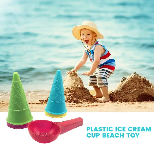 Beach Toys Ice Cream Mold Scoop Plastic Beach Toys Pretend Game Water Sand Cake Mould For Children Kids Summer Outdoor 6