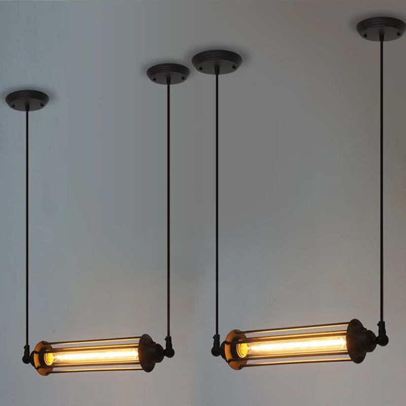 American vintage pendant lights iron black cage hanging bell pendant lamp E27 110V 220V For dinning room home decor planetarium