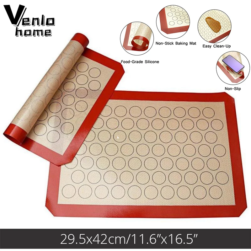 Silicone Macaron Baking Mat 28 LG Circle Bake Pans For Macaroon/Pastry/Cookie Making Professional Grade Nonstick Bake Pans Liner